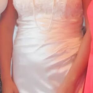 David's Bridal Satin White Gown